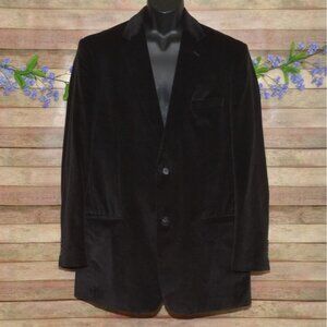 Jones NY Black Houndstooth Check Velvet Blazer Jacket Sport Coat Size 44XL
